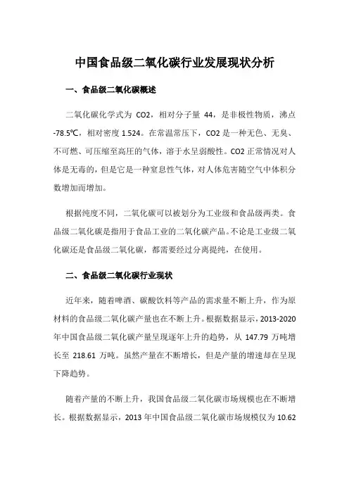 中国食品级二氧化碳行业发展现状分析