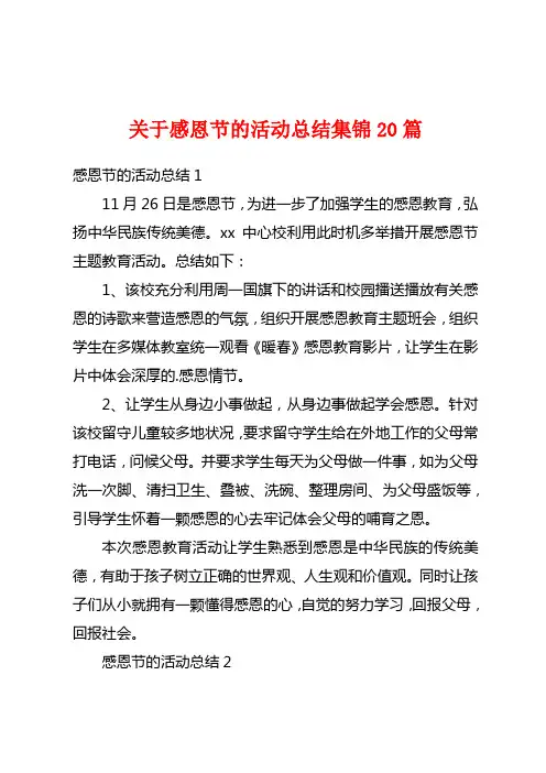 关于感恩节的活动总结集锦20篇