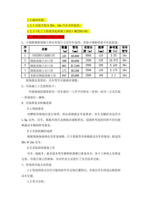 混凝土管道吊装方案