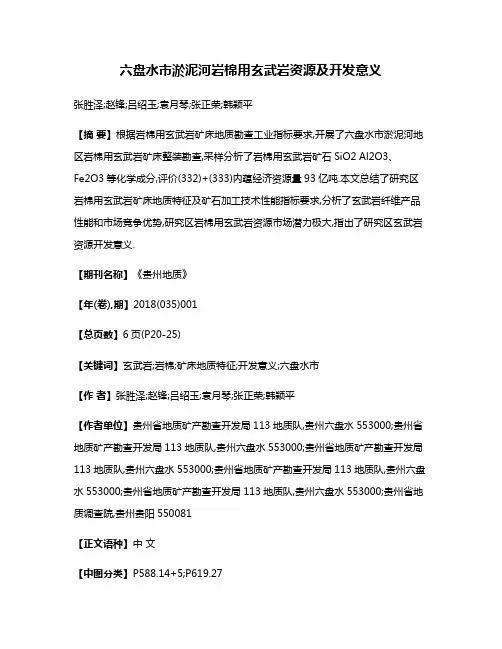 六盘水市淤泥河岩棉用玄武岩资源及开发意义