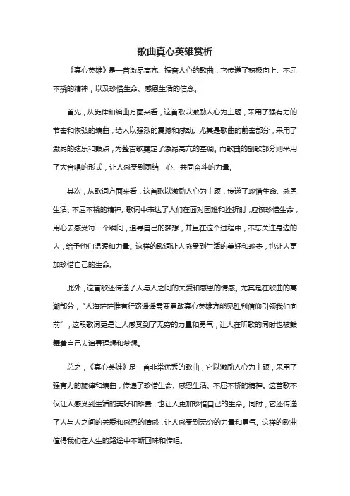 歌曲真心英雄赏析