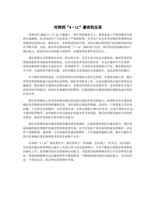对深圳“4·11”暴雨的反思