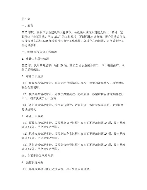 公检法审计总结报告范文(3篇)
