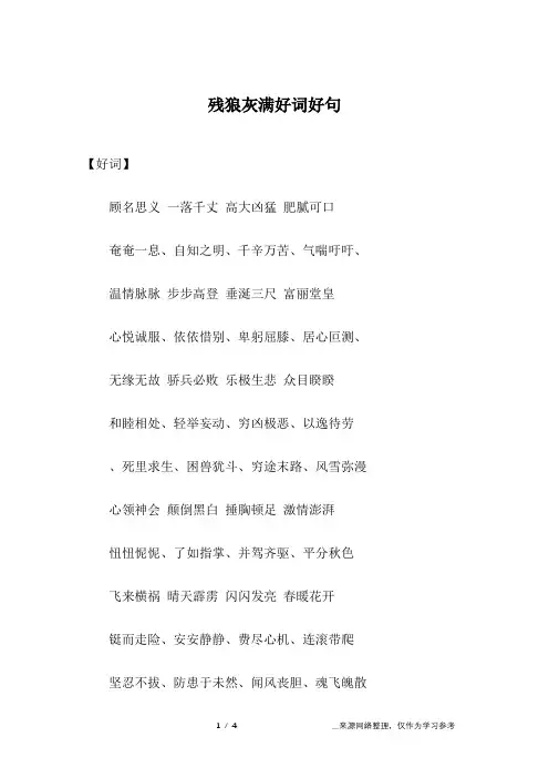 残狼灰满好词好句