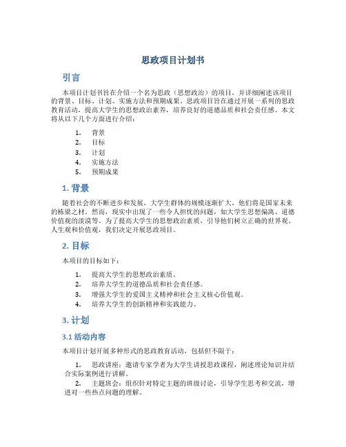 思政项目计划书