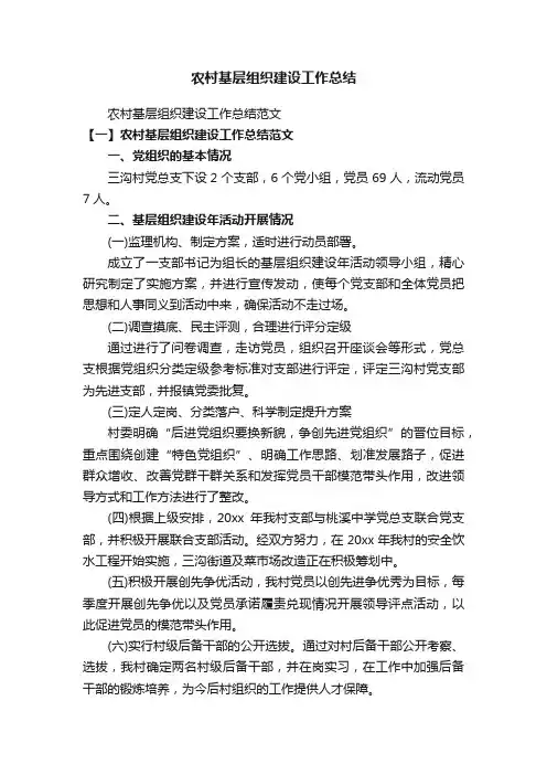 农村基层组织建设工作总结范文
