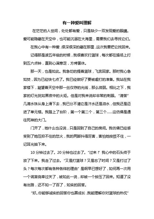初一作文：有一种爱叫理解作文800字