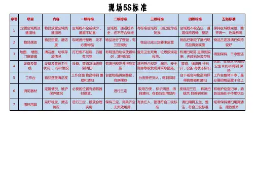 现场5S标准