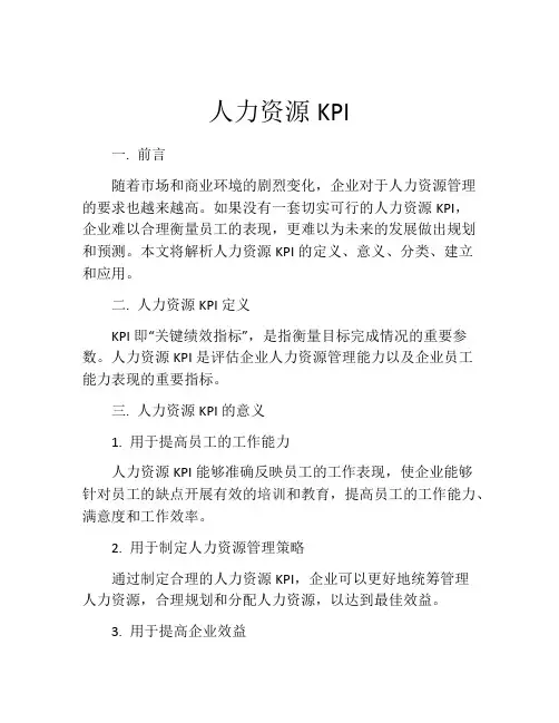 人力资源KPI