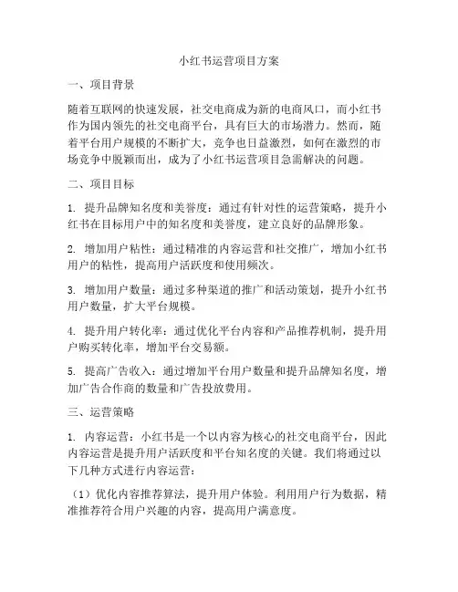 小红书运营项目方案