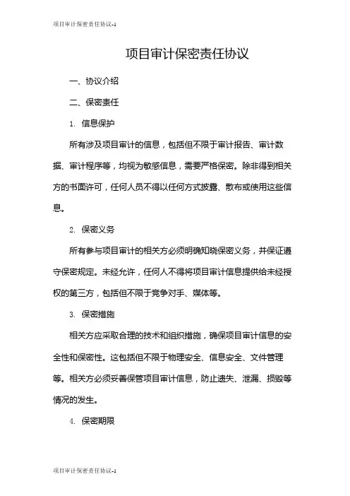 项目审计保密责任协议