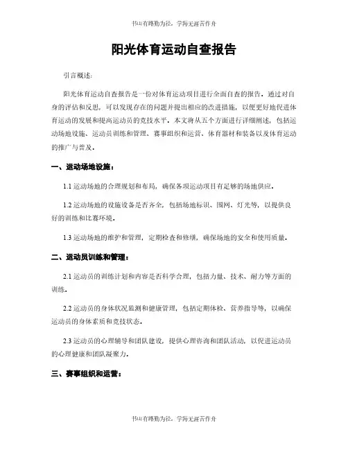 阳光体育运动自查报告