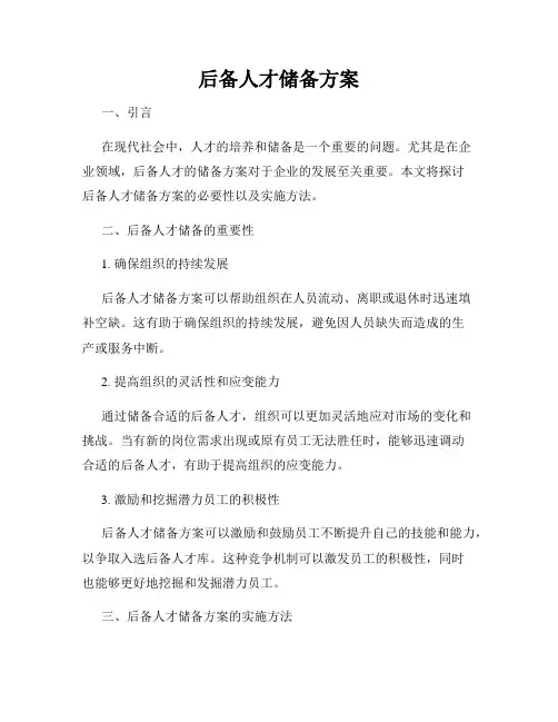 后备人才储备方案