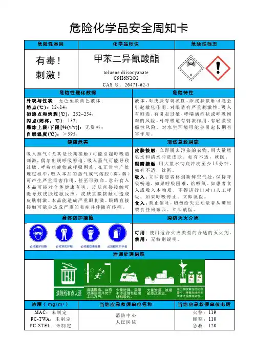 甲苯二异氰酸酯-危险化学品安全周知卡
