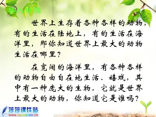 五年级语文上册第三组9.鲸第二课时PPT课件
