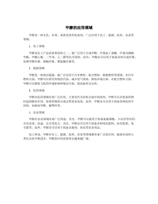 甲醇的应用领域