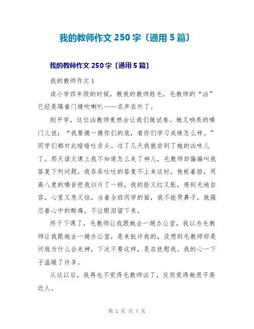 我的老师作文250字(通用5篇)