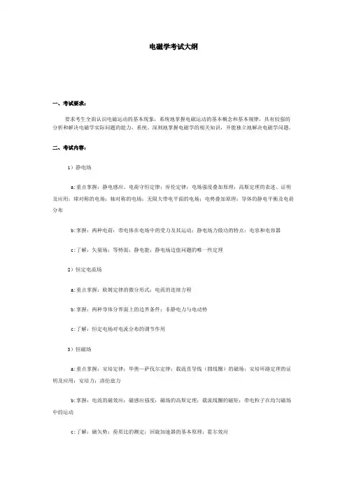 辽宁石油化工大学901电磁学2020年考研专业课大纲