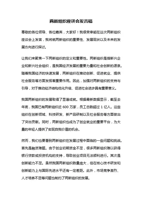 两新组织座谈会发言稿