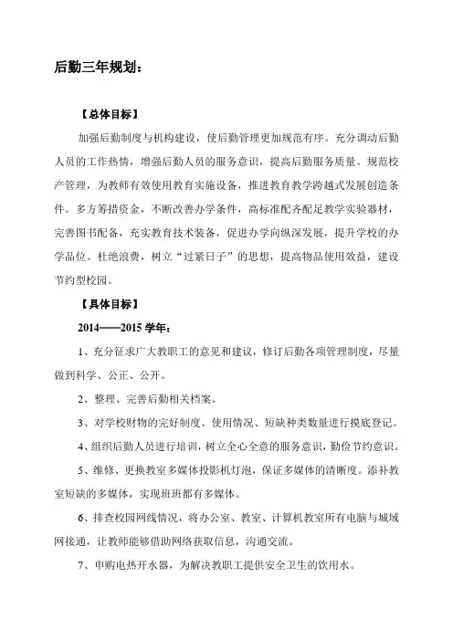 后勤三年规划
