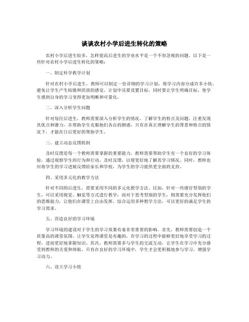 谈谈农村小学后进生转化的策略