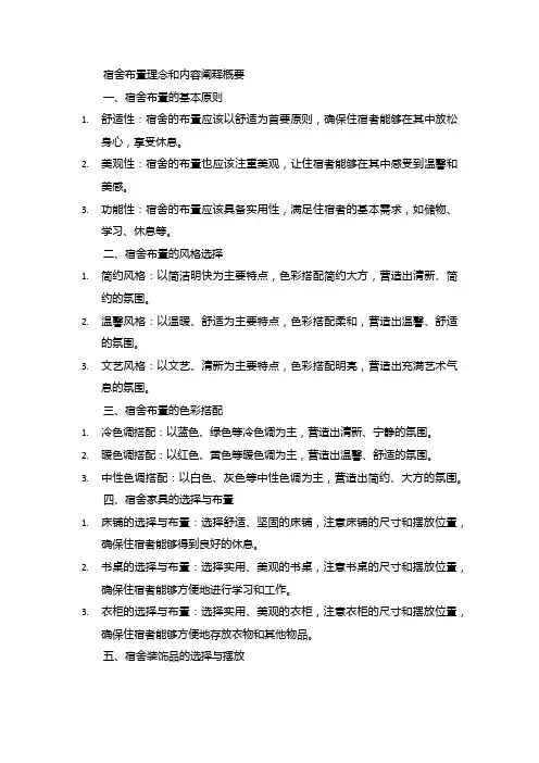 宿舍布置理念和内容阐释概要