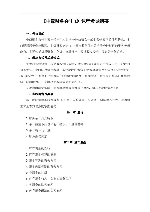 中级财务会计1-J1039-考试纲要