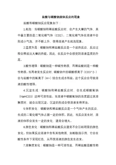 盐酸与碳酸钠固体反应的现象