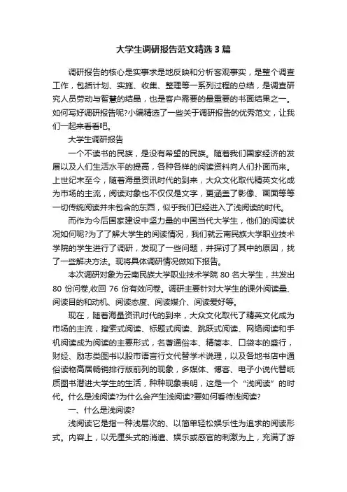 大学生调研报告范文精选3篇