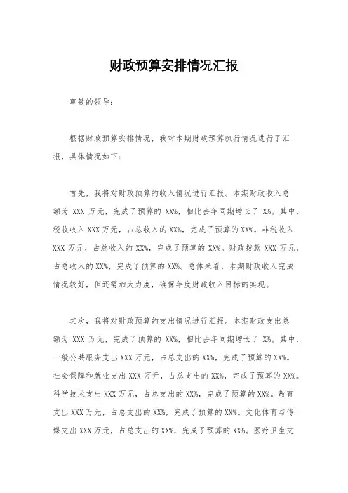 财政预算安排情况汇报