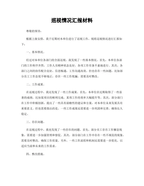巡视情况汇报材料