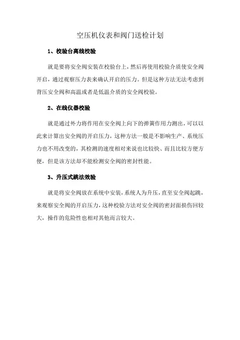 空压机仪表和阀门送检计划