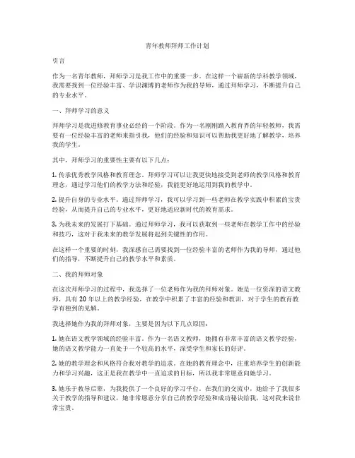 青年教师拜师工作计划