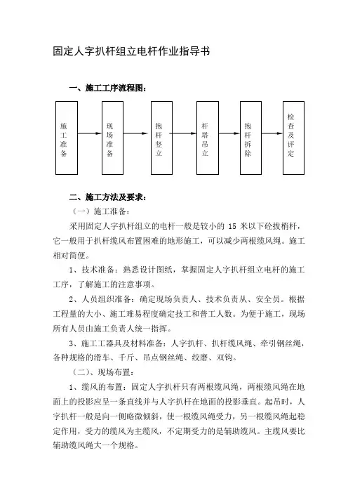 固定人字扒杆组立电杆施工工艺(作业指导书)