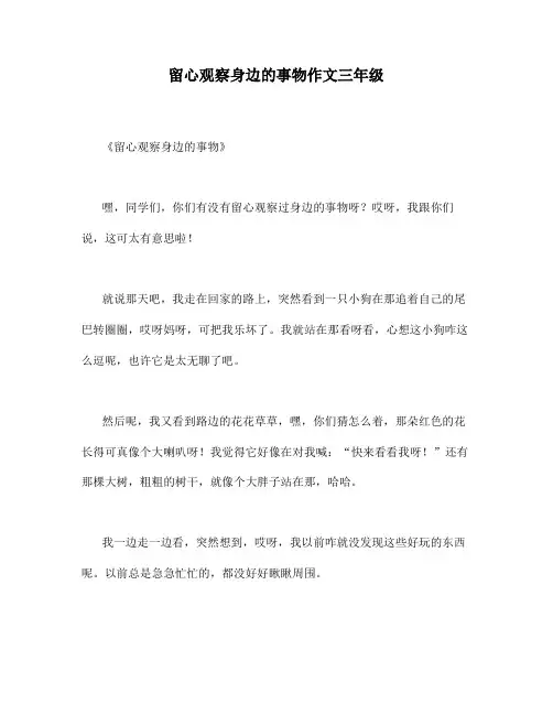 留心观察身边的事物作文三年级