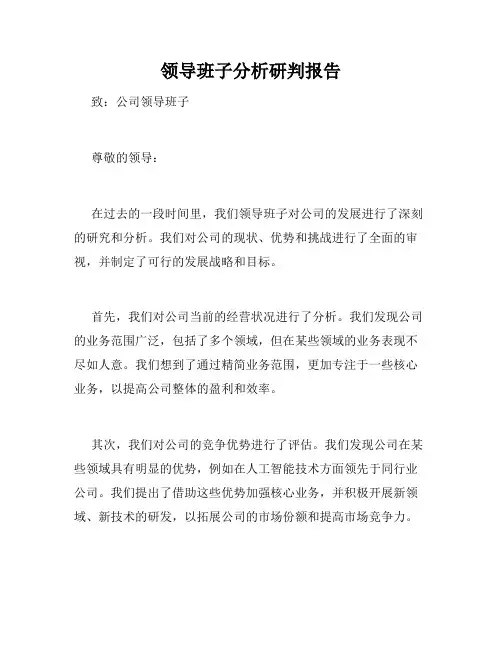 领导班子分析研判报告