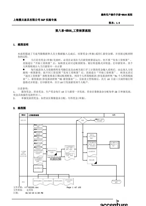 上海震旦家具有限公司SAP实施专案第八章-HR08_工资核算流程108p