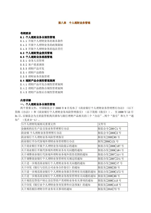 银行从业资格考试《个人理财》教材精华电子版+精华习题(第八章) (1)