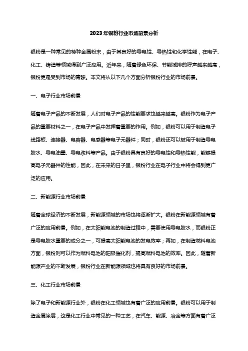 2023年银粉行业市场前景分析