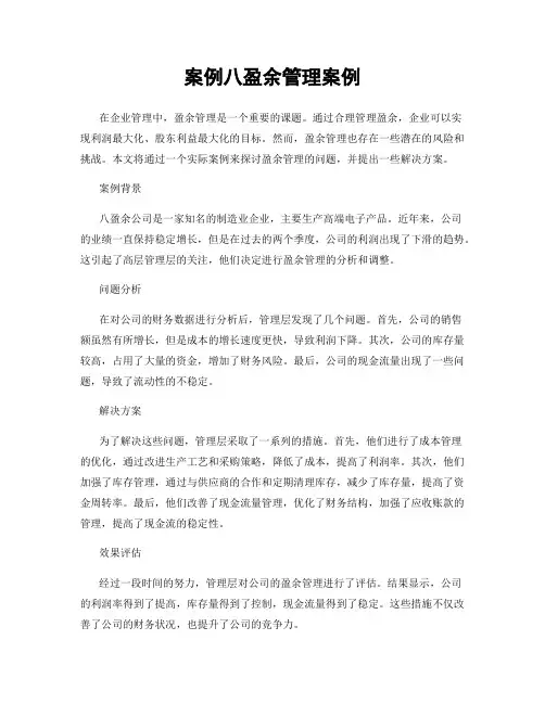 案例八盈余管理案例
