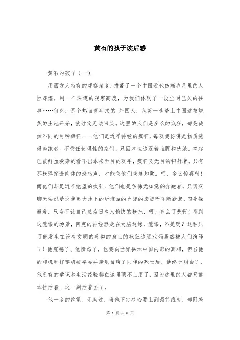 黄石的孩子读后感