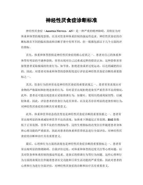 神经性厌食症诊断标准
