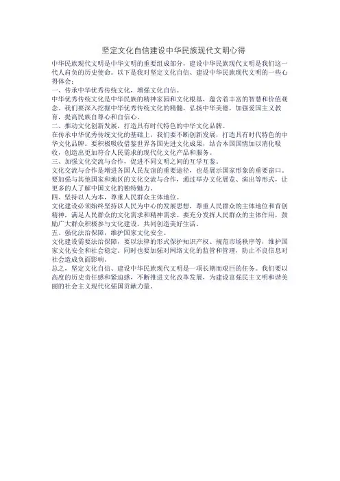 坚定文化自信建设中华民族现代文明心得