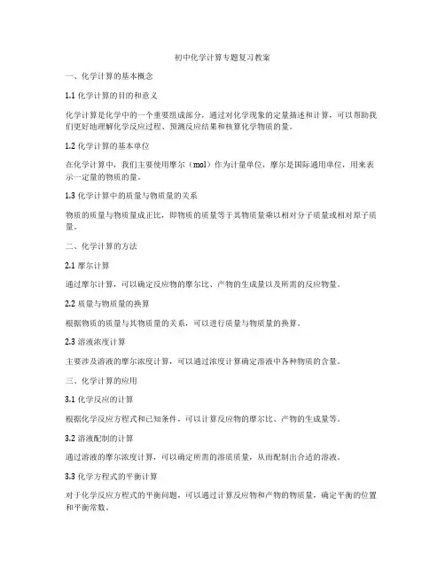 初中化学计算专题复习教案