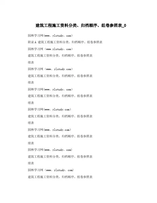建筑工程施工资料分类、归档顺序、组卷参照表_0