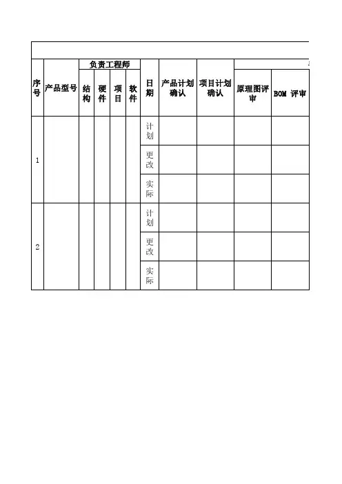 项目进度汇总表 模板