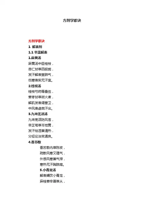 方剂学歌诀