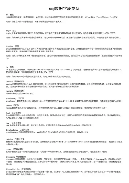 sql数据字段类型