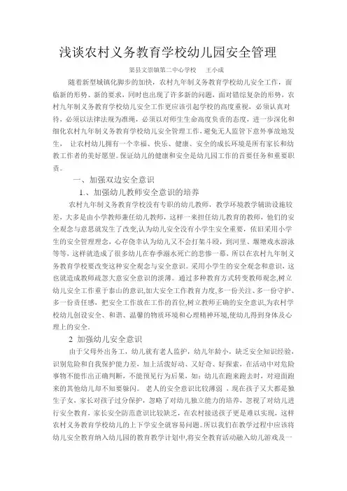 浅谈农村义务教育学校幼儿园安全管理