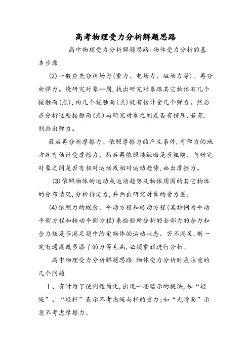 高考物理受力分析解题思路